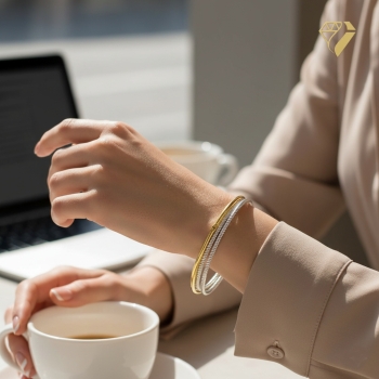 Armreif 65mm 2x Silber gedreht, 1x Silber vergoldet 925 Silber