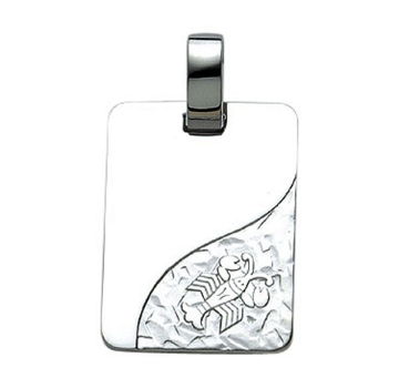 Anhänger Gravurplatte 13x18mm Sternzeichen Krebs 925 Silber