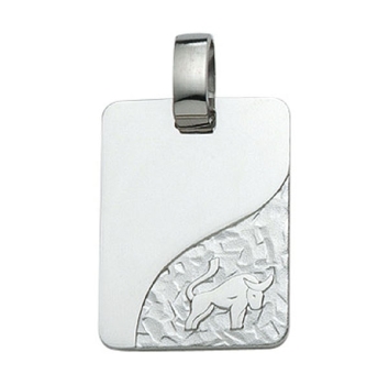 Anhänger Gravurplatte 13x18mm Stier 925 Silber