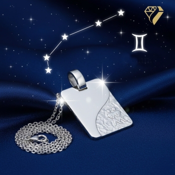 Preview: Anhänger Gravurplatte 13x18mm Sternzeichen Zwilling 925 Silber