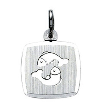 Anhänger Sternzeichen Fisch eckig 11x11mm Silber 925