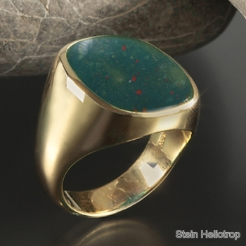 Siegelring antike Platte Heliotrop 19x17mm 585 Gold
