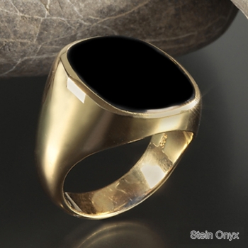 Siegelring antike Platte Onyx 19x17mm 585 Gold