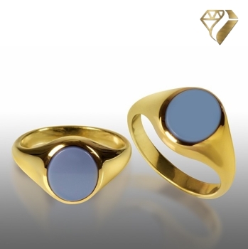 Preview: Siegelring ovale Platte Stein 10,5x9mm 8Kt/14Kt/18Kt Gold / Weissgold