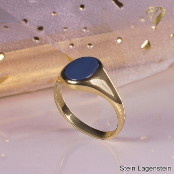 Preview: Siegelring ovale Platte Stein 10,5x9mm 8Kt/14Kt/18Kt Gold / Weissgold