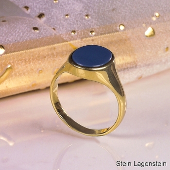 Siegelring ovale Platte Lagenstein 12x10mm 585 Gold