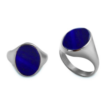 Siegelring ovale Platte Lapis Lazuli 17x13mm 925 Silber