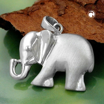 Anhänger 16x21mm Elefant matt-glänzend rhodiniert Silber 925