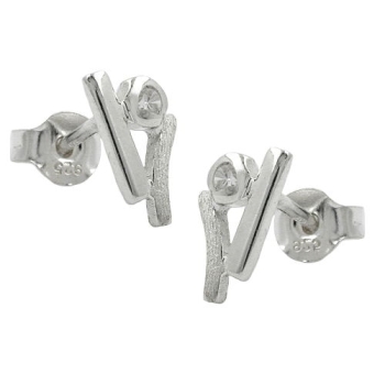 Ohrstecker Ohrring 10x5,5mm Zirkonia matt-glänzend Silber 925