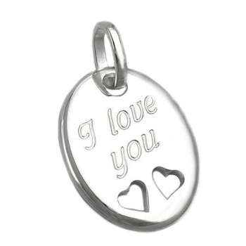 Anhänger 21x17mm mit Gravur -I love you- Silber 925