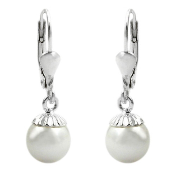 Ohrbrisur Ohrhänger Ohrringe 24x7,5mm Hänger mit Imitat-Perle Silber 925