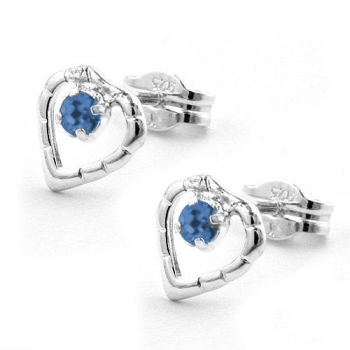 Ohrstecker Ohrring 7x6mm Herz Glasstein blau glänzend Silber 925