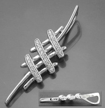 Anhänger 40x11mm mit Zirkonias glänzend rhodiniert Silber 925