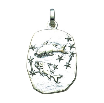 Anhänger Sternzeichen Fische Relief 18x23mm Silber 925