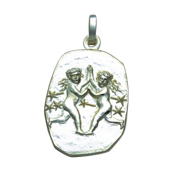 Anhänger Sternzeichen Zwilling Relief 18x23mm Silber 925