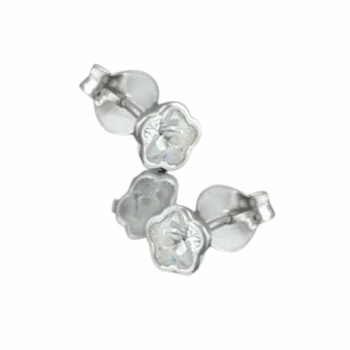 Stecker, 5mm Blume Zirkonia, Silber 925