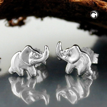 Stecker 6x9mm Elefant glänzend Silber 925