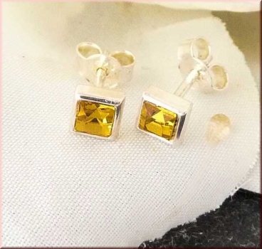 Ohrstecker 4,5mm Glas lemon 925 Silber