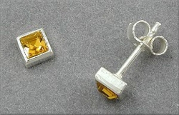 Ohrstecker 4,5mm Glas lemon 925 Silber