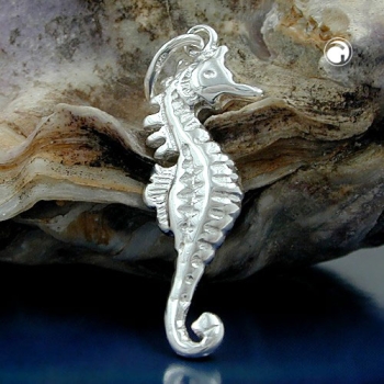 Anhänger 21x7mm Seepferdchen glänzend Silber 925