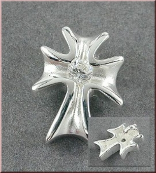 Anhänger Kreuz matt glänzend Zirkonia 925 Silber