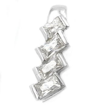 Anhänger 21x7mm 4x Zirkonia schräg glänzend Silber 925