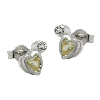 Ohrstecker Ohrring 8x5mm Herz mit Zirkonia und synthetischem Peridot Silber 925