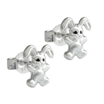 Ohrstecker Ohrring 11x9mm Kinderohrring kleiner Hase matt-glänzend Silber 925