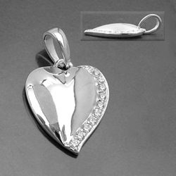 Anhänger 16x14mm Herz mit Zirkonia glänzend Silber 925
