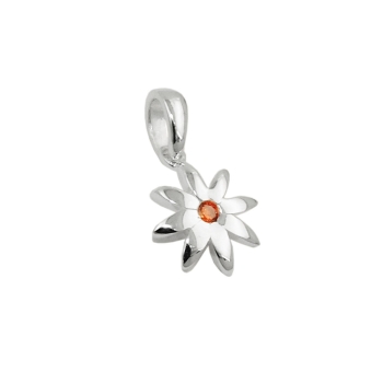 Anhänger Blume 8mm Zirkonia rot-orange Silber 925