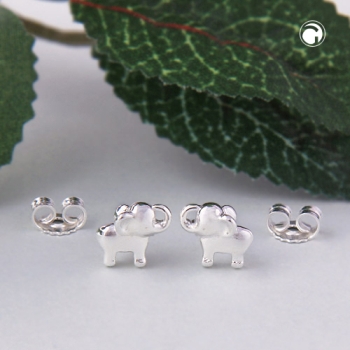 Ohrstecker Ohrringe 6x7mm kleiner Elefant glänzend Silber 925
