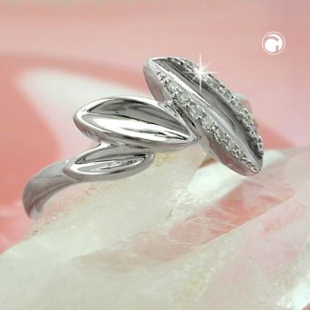 Ring 11mm mit Zirkonias glänzend rhodiniert Silber 925 Ringgröße 54