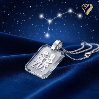 Preview: Anhänger Sternzeichen Zwilling eckig 12x15mm Silber 925