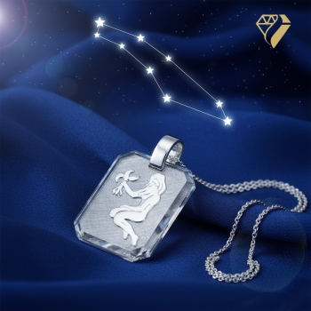 Preview: Anhänger Sternzeichen Jungfrau eckig 16x19mm Silber 925