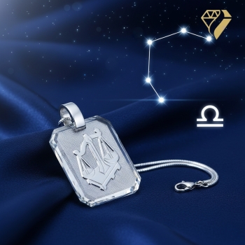 Preview: Anhänger Sternzeichen Waage eckig 16x19mm Silber 925