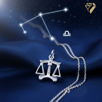 Preview: Anhänger Sternzeichen Waage plastisch 22x17mm Silber 925