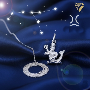 Preview: Anhänger Sternzeichen Wassermann plastisch 22x17mm Silber 925