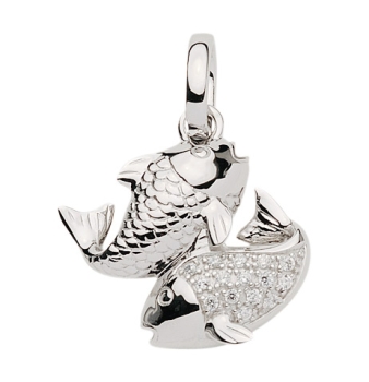 Anhänger 18x20mm Sternzeichen Fische 925 Silber Zirkonia
