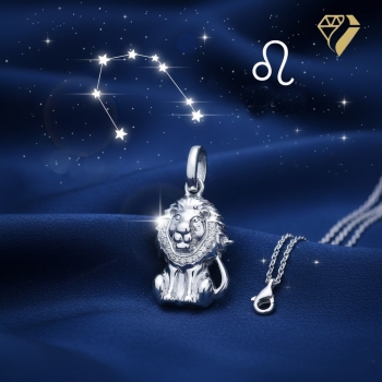 Preview: Anhänger 18x20mm Sternzeichen Löwe 925 Silber Zirkonia