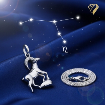 Preview: Anhänger 18x20mm Sternzeichen Steinbock 925 Silber Zirkonia