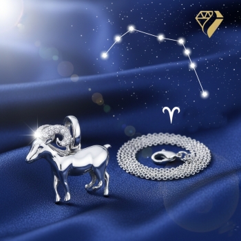 Preview: Anhänger 18x20mm Sternzeichen Widder 925 Silber Zirkonia