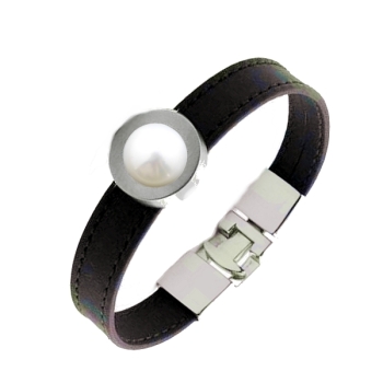 Armband Leder braun Edelstahl mit Kristall Stein oder Süßwasserperle nach Wahl