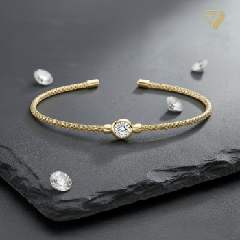 Preview: Armspange mit Zirkonia 925 Silber vergoldet