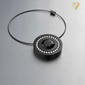 Anhänger Edelstahl black 22mm mit Kristall Elements nach Wahl