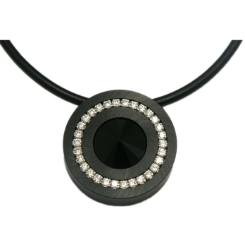 Anhänger Edelstahl black 22mm mit Kristall Elements nach Wahl