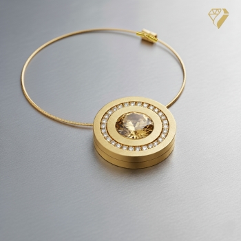 Anhänger Edelstahl vergoldet 22mm mit Kristall Elements nach Wahl