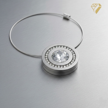 Anhänger Edelstahl 22mm mit Kristall Elements nach Wahl