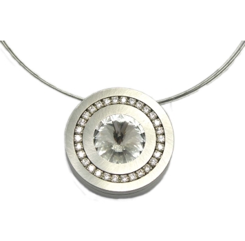 Anhänger Edelstahl 22mm mit Kristall Elements nach Wahl