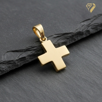 Preview: Anhänger Kreuz mattiert 11x10mm 14Kt 585 GOLD