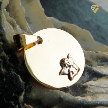 Anhänger Gravurplatte Amor 12mm 14Kt 585 Gold